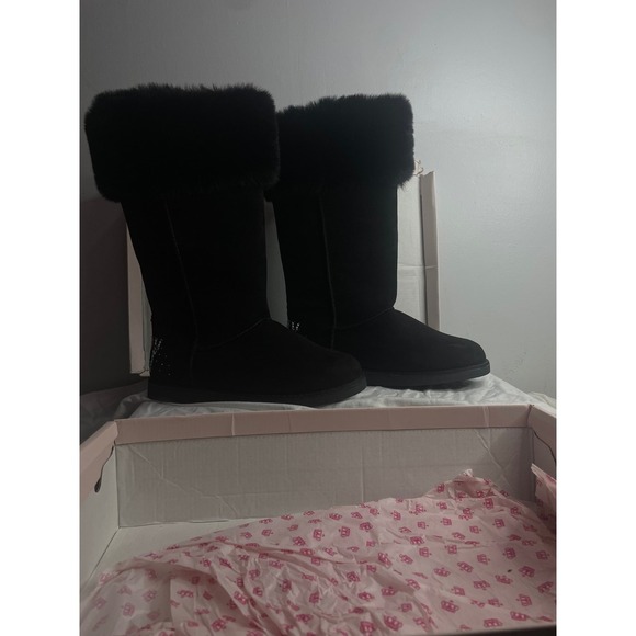Juicy Couture Shoes - Juicy Couture I Katy Black Faux Suede Fur Trimmed Boots Women's Size 8